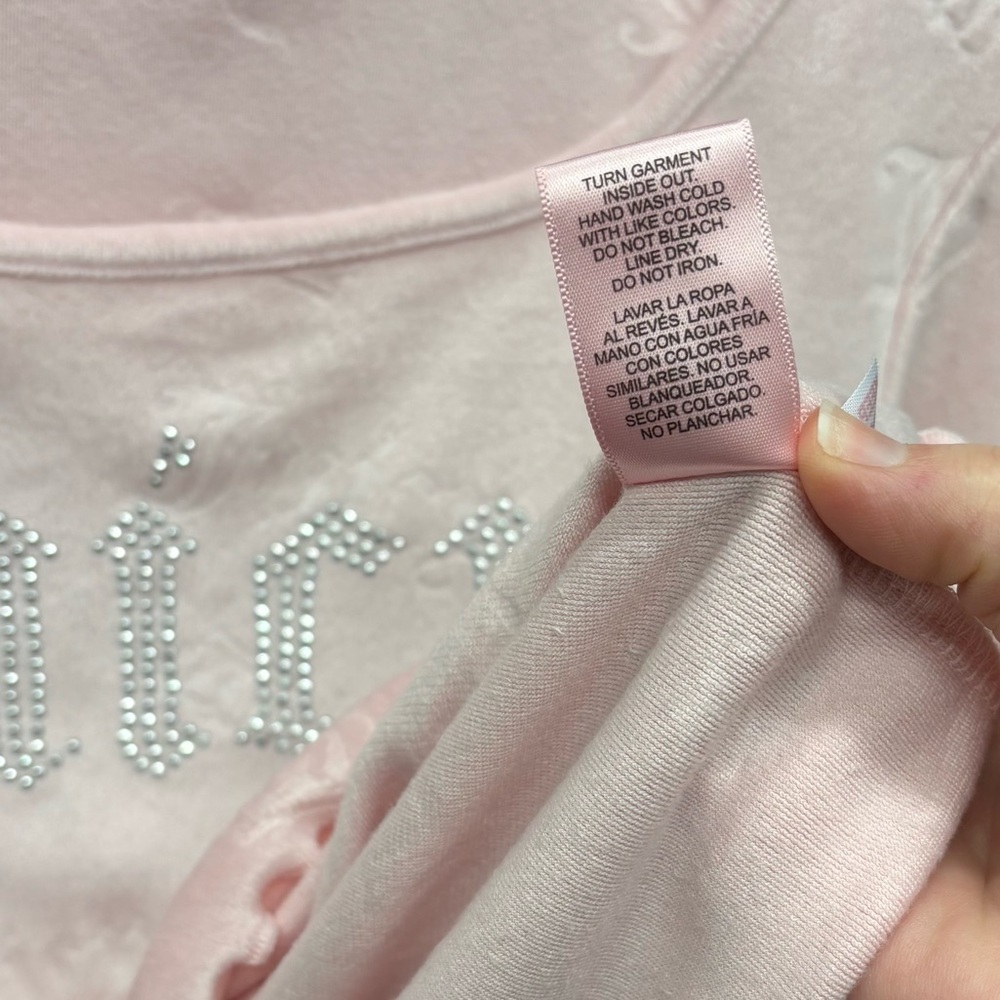 Juicy Couture velour, light pink pajama top with small rhinestones , XL - Picture 7 of 9